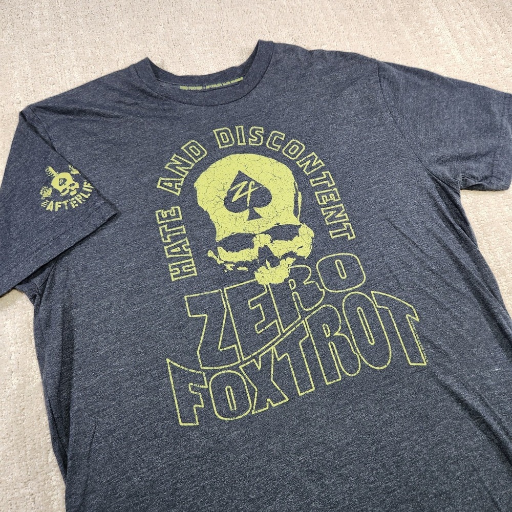 Zero Foxtrot Shirt Men Large Skull Gray Tactical Military Crossfit Ruck Grunt‎
